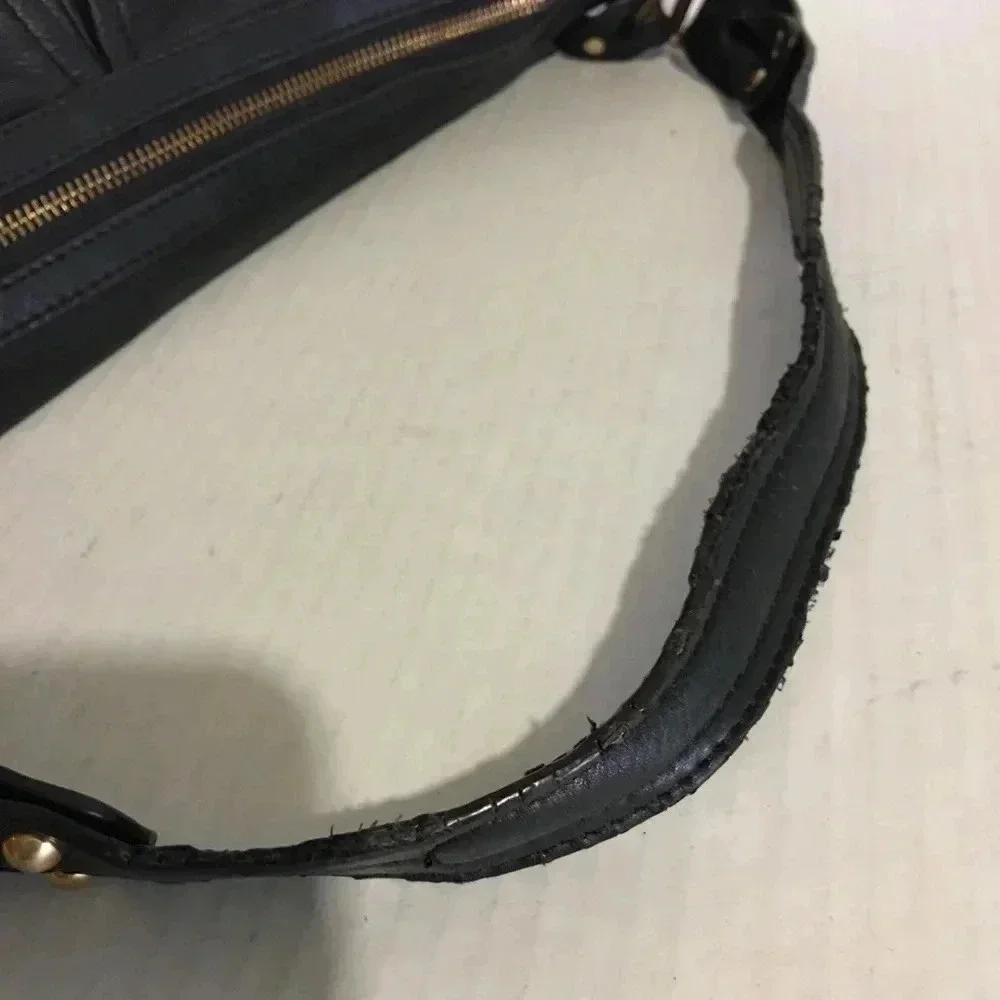 B. Makowsky Black leather hobo handbag
